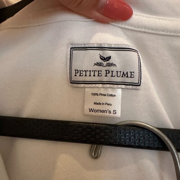 Petite Plume Olivia Wide Leg Pima Pajama Set in White Size Small - Picture 7 of 7